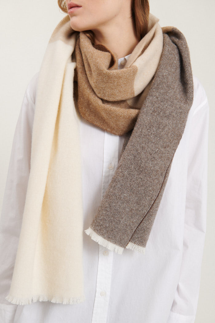 Basic Apparel Sena Scarf Halstørklæder 734 Choc torte, tobacco brown, nat. mel., w. white